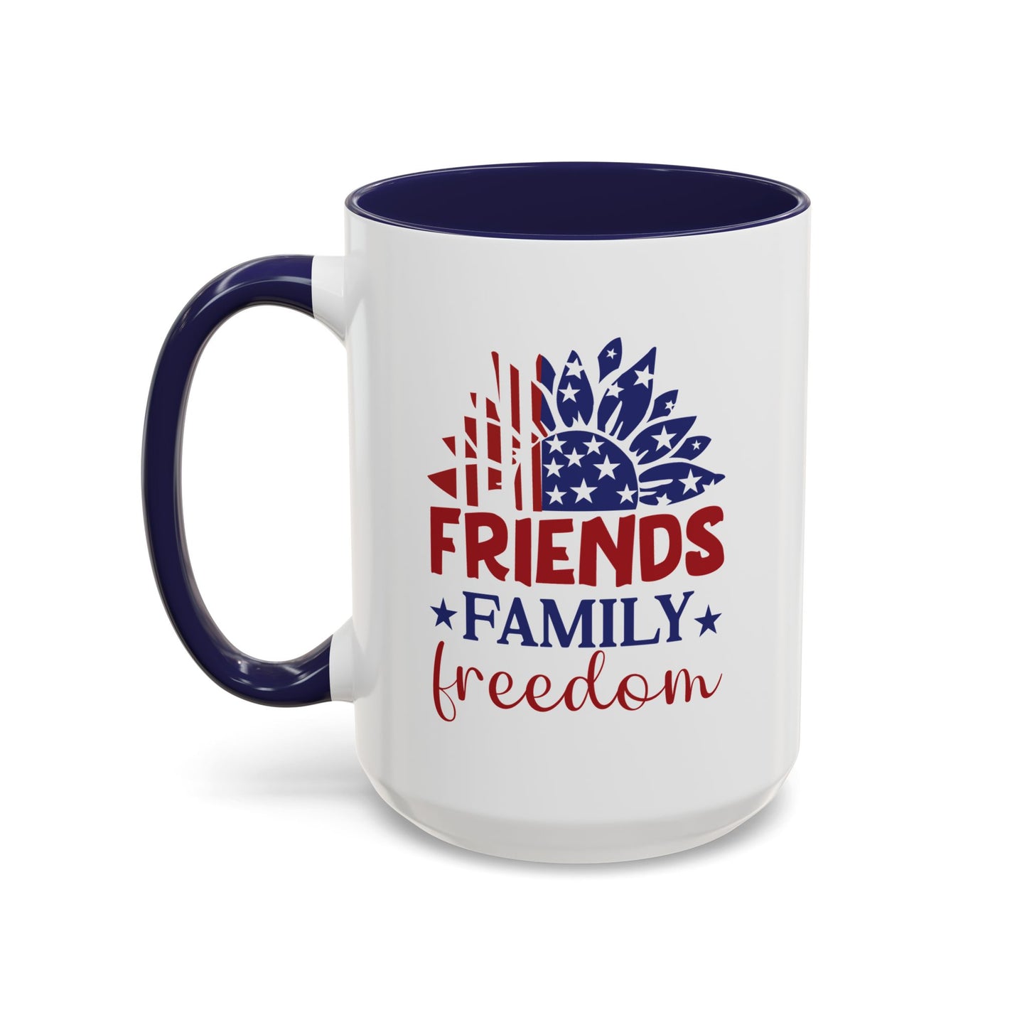 4th of July Mug - Friends Family Freedom Sunflower