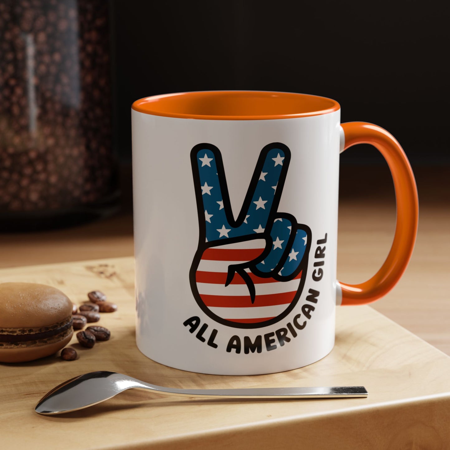 4th of July Mug - All American Girl Peace Sign