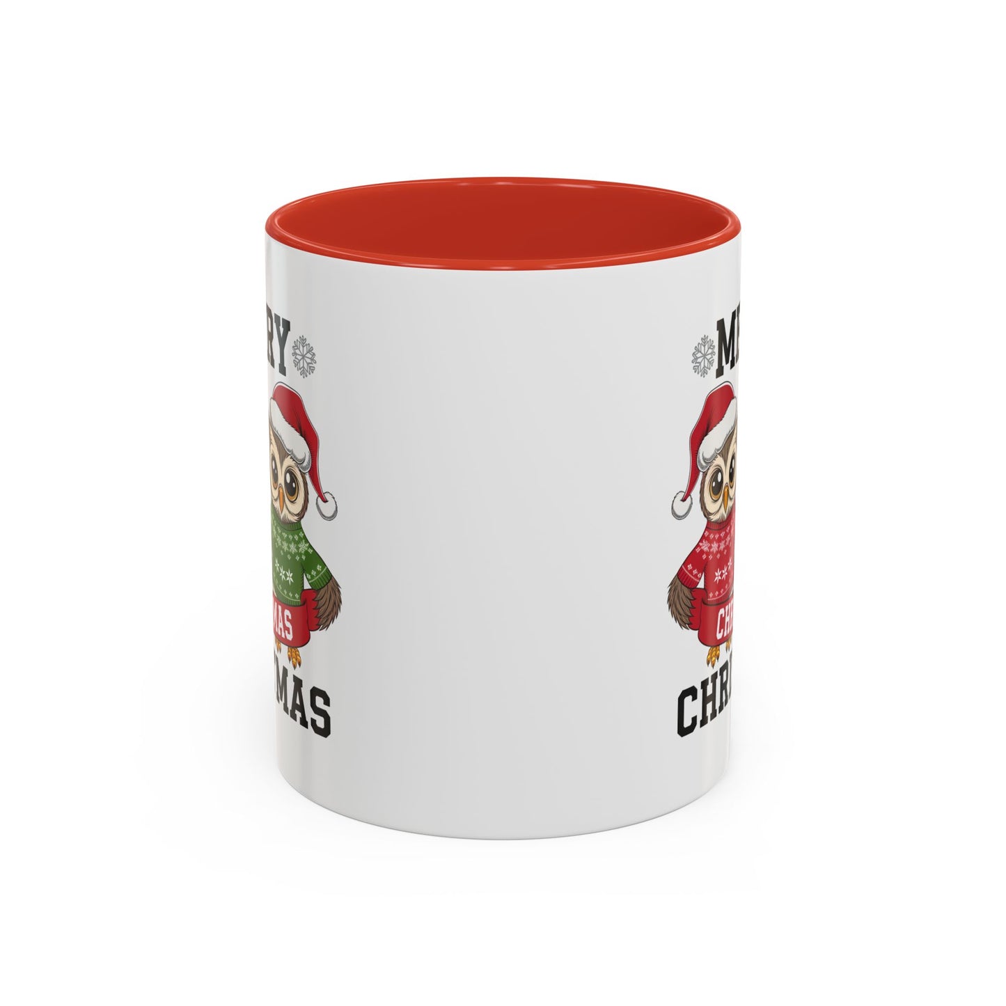 Christmas Mug - Merry Christmas Black Text Owls