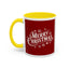 Christmas Mug - Merry Christmas White Text Maroon Background