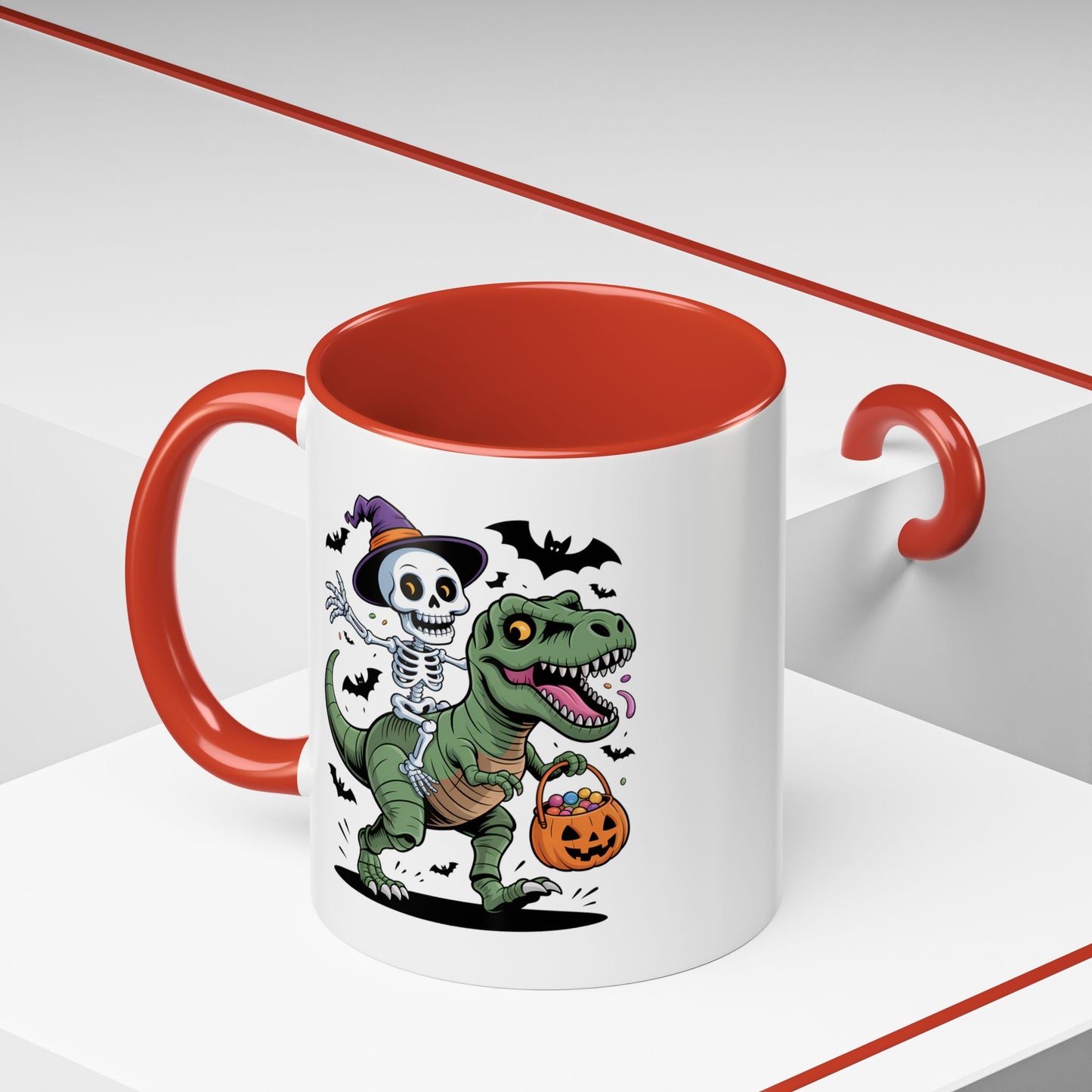 Halloween Mug - Skeleton Riding Dinosaur