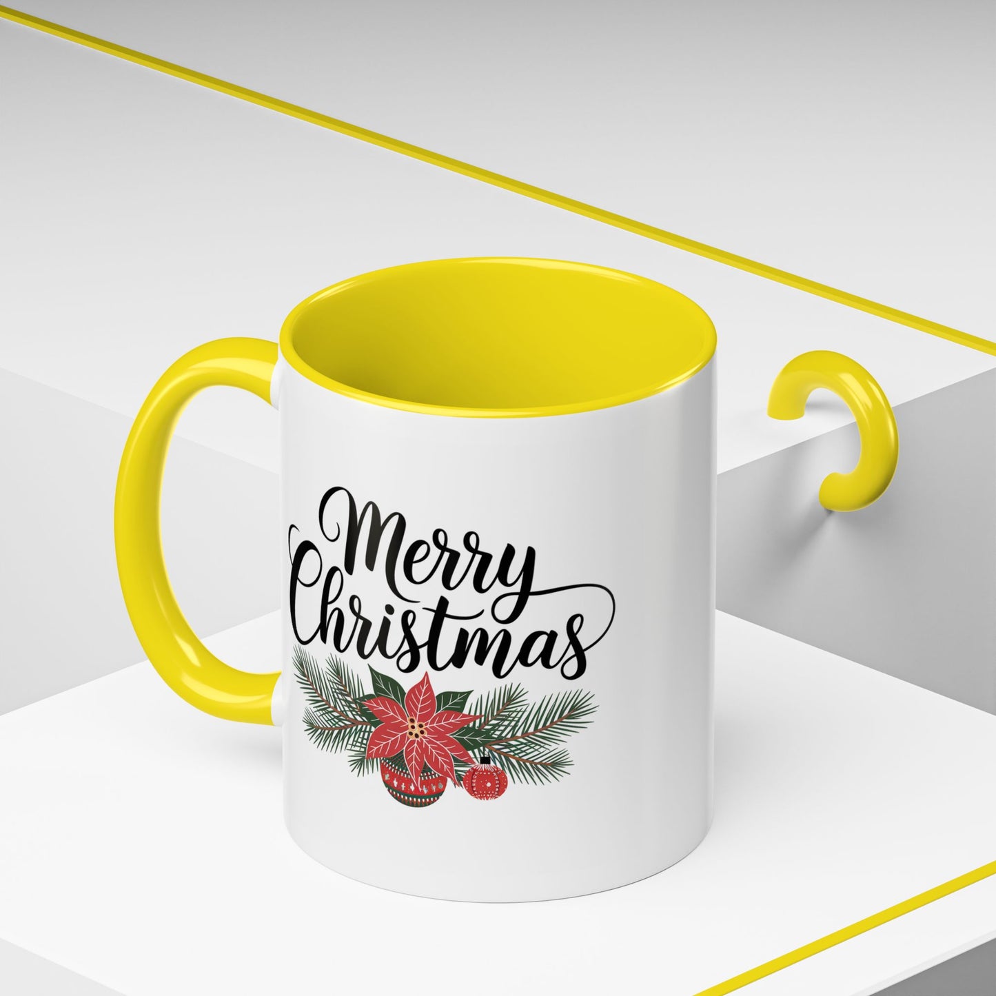 Christmas Mug - Merry Christmas Black Text Mistletoe