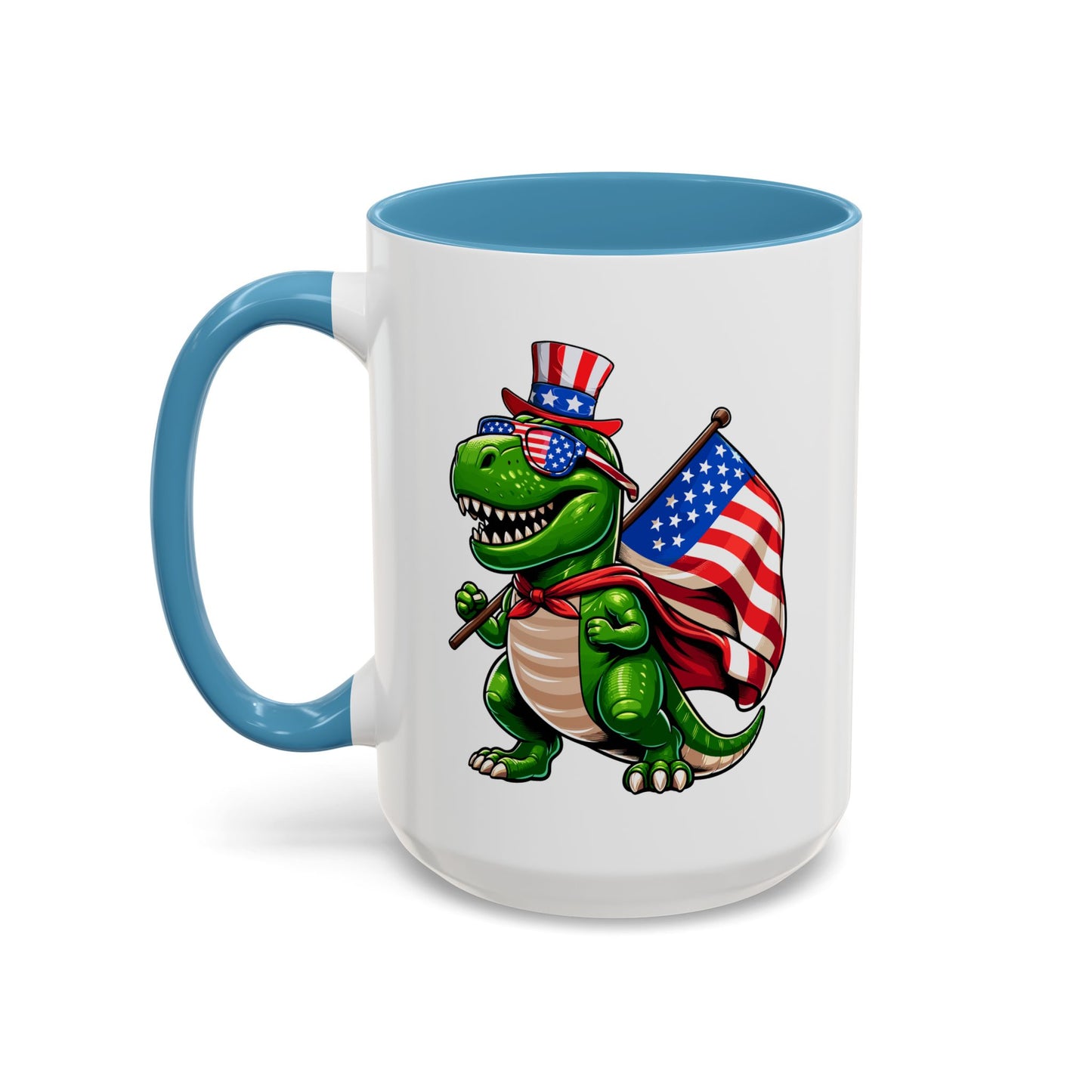 4th of July Mug - T Rex Dinosaur USA Flag