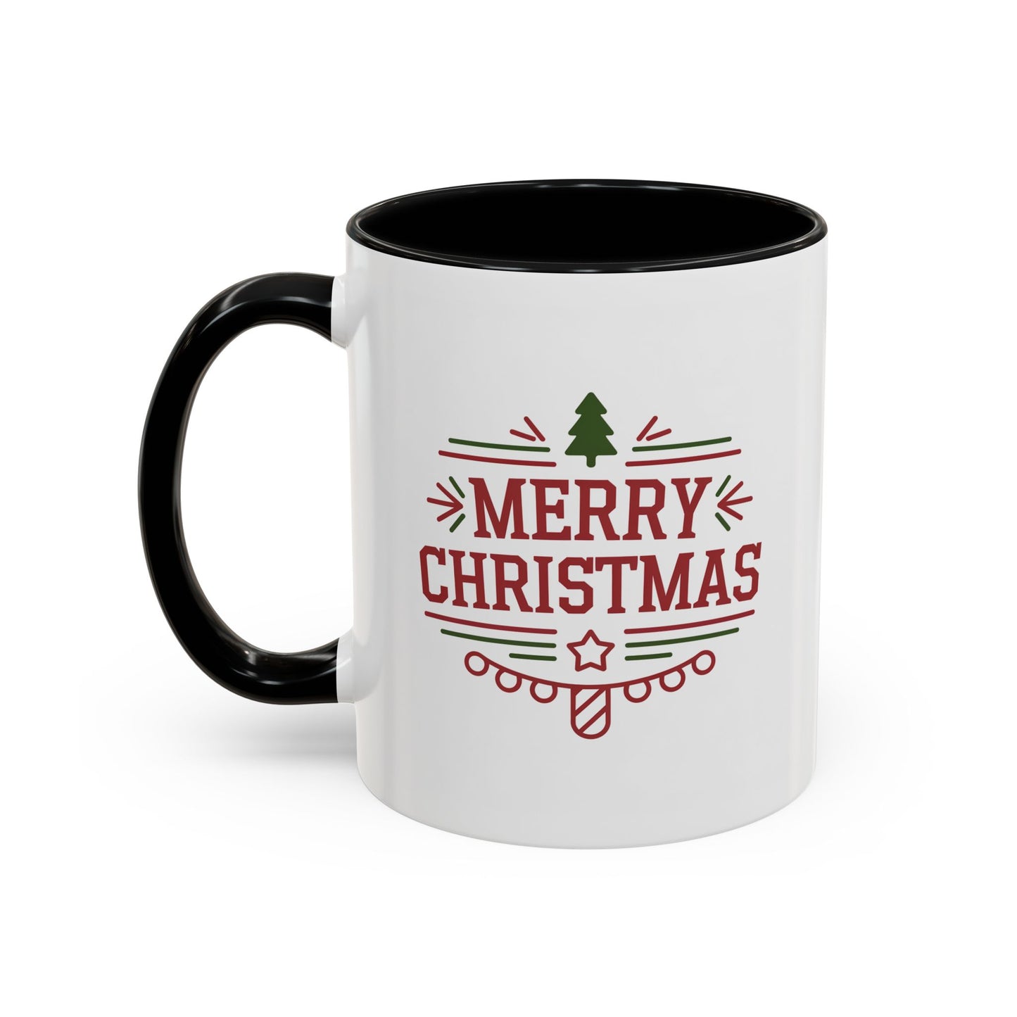 Christmas Mug - Merry Christmas Maroon Text Tree Star