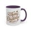 Christmas Mug - Merry Christmas Gold Text Tree Star Ornaments