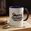 Christmas Mug - Merry Christmas Black Text Hat Cane Misletoe