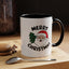 Christmas Mug - Merry Christmas Black Text Santa Tree