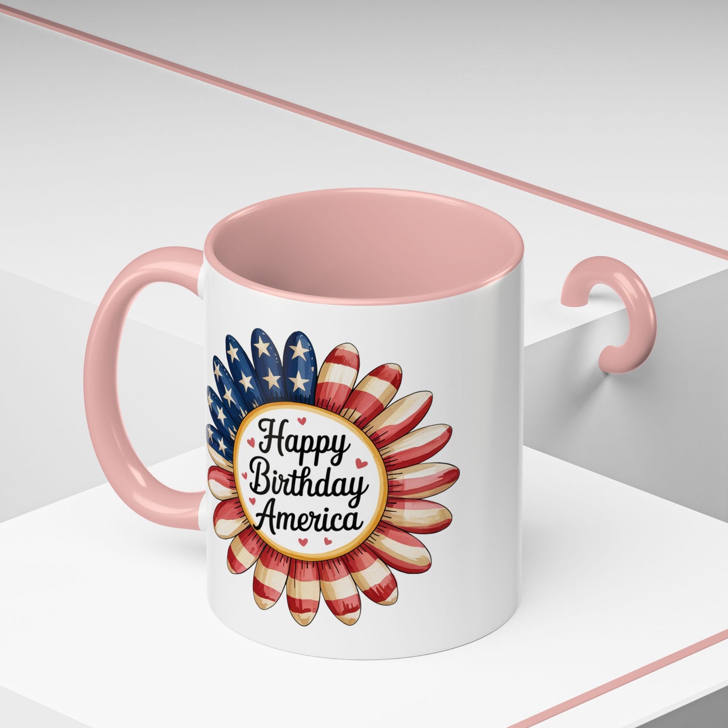4th of July Mug - Happy Birthday America Sunflower