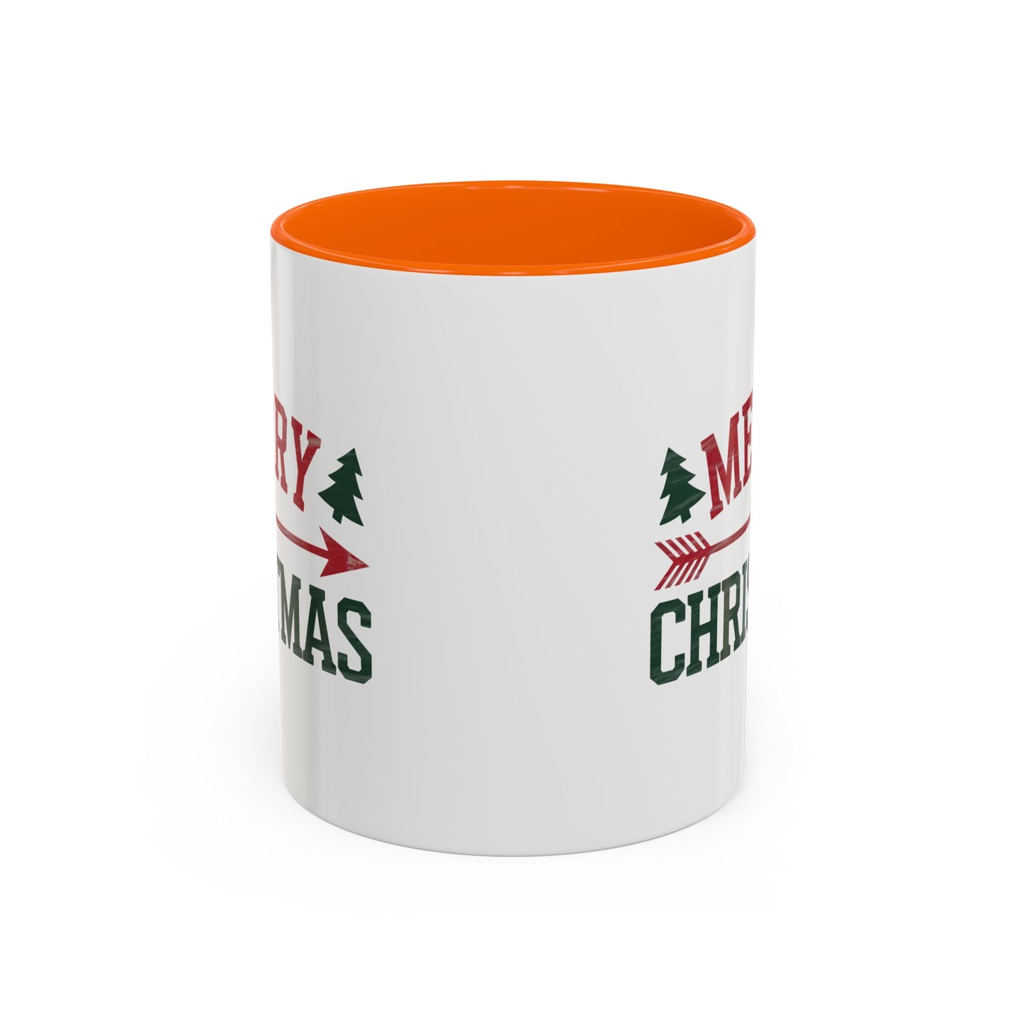 Christmas Mug - Merry Christmas Red & Green Text Heart Arrow Trees