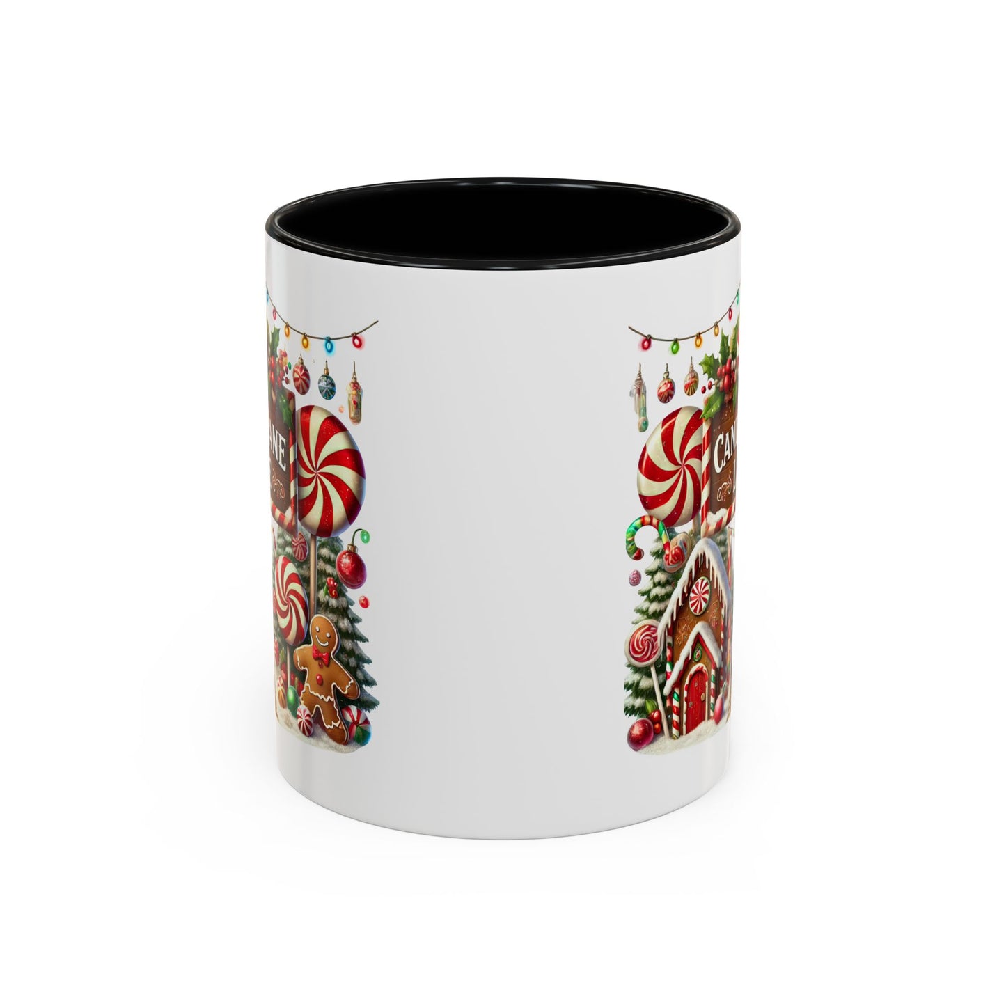 Christmas Mug - Candy Cane Lane White Text Ornaments Candy