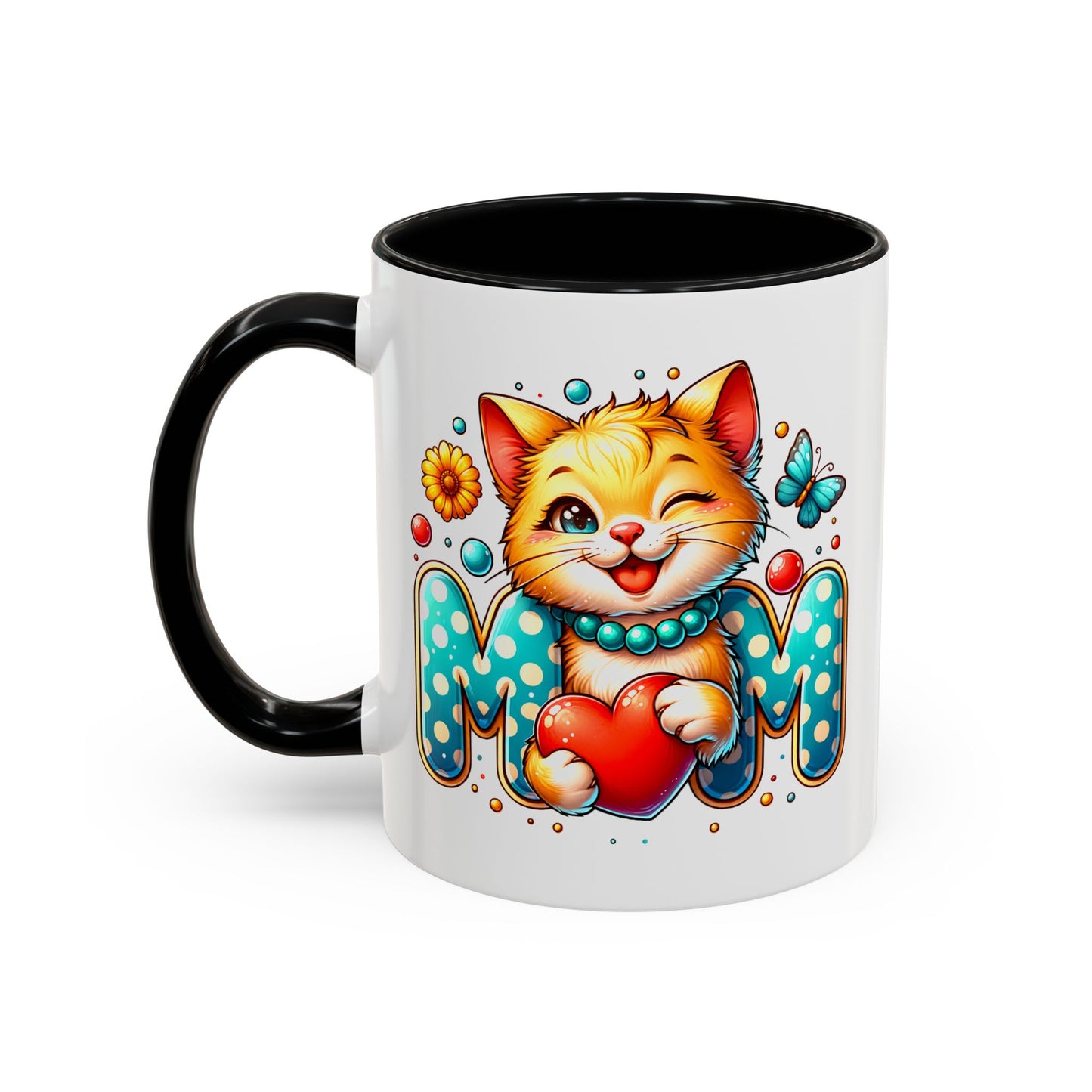 Mother's Day Mug - Mom Cat Red Heart