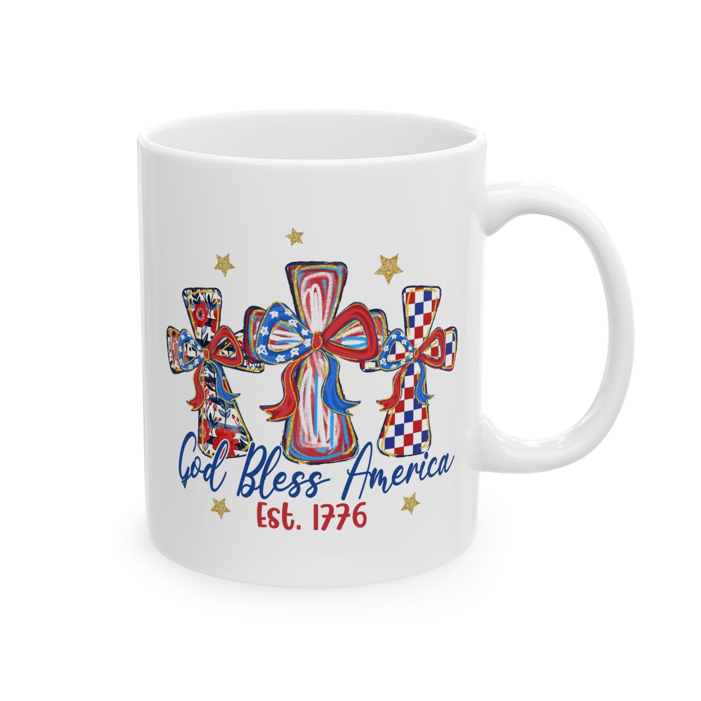 4th of July Mug - God Bless America Patriotic Cross