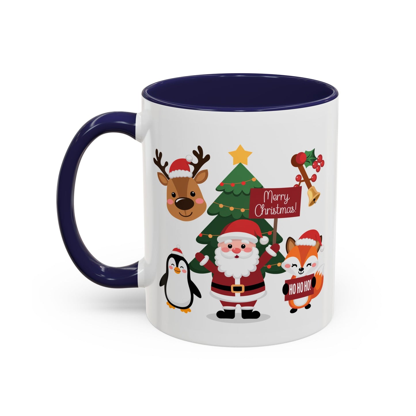 Christmas - Merry Christmas White Text Santa Reindeer Penguin Fox