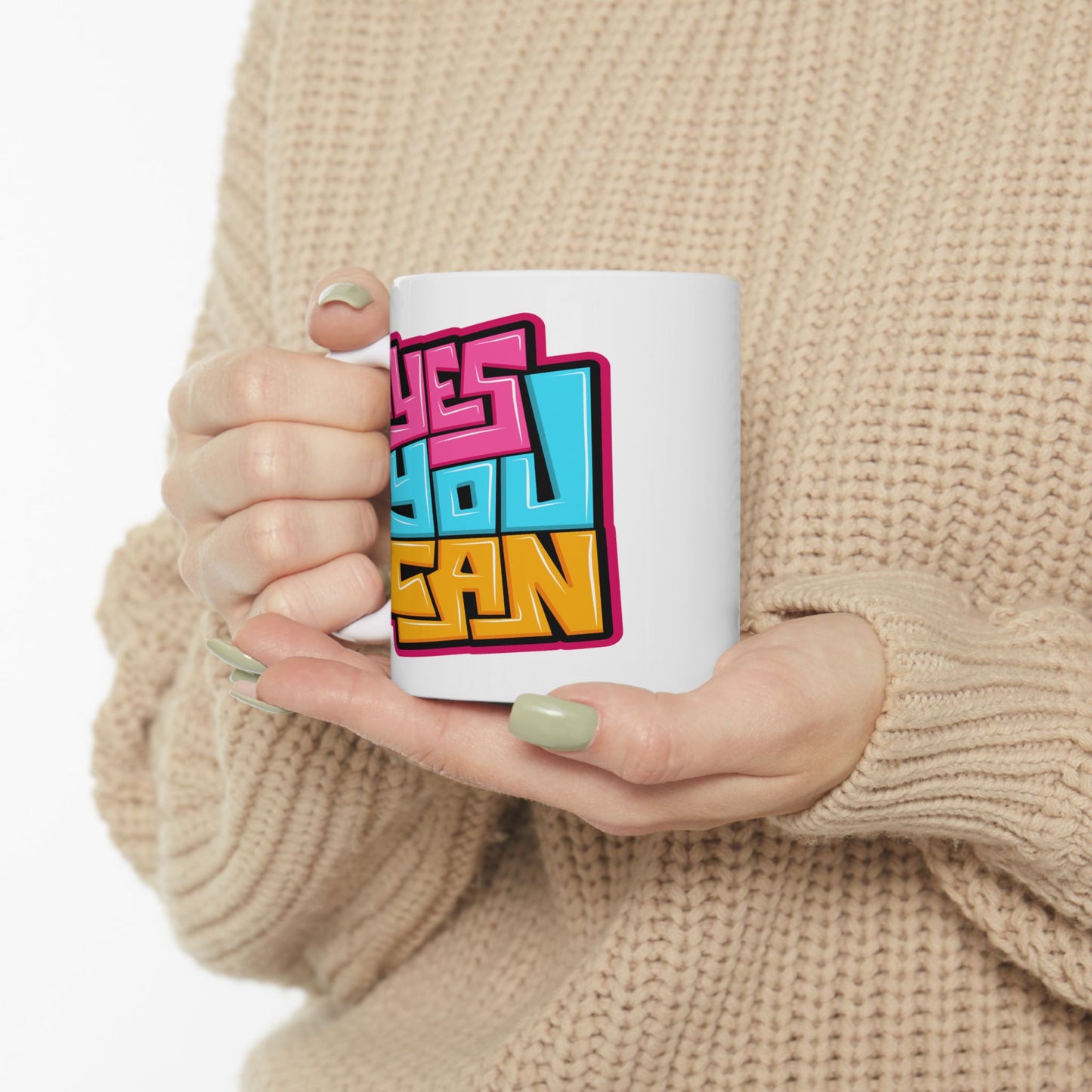 Motivation Mug - Yes You Can Graffiti