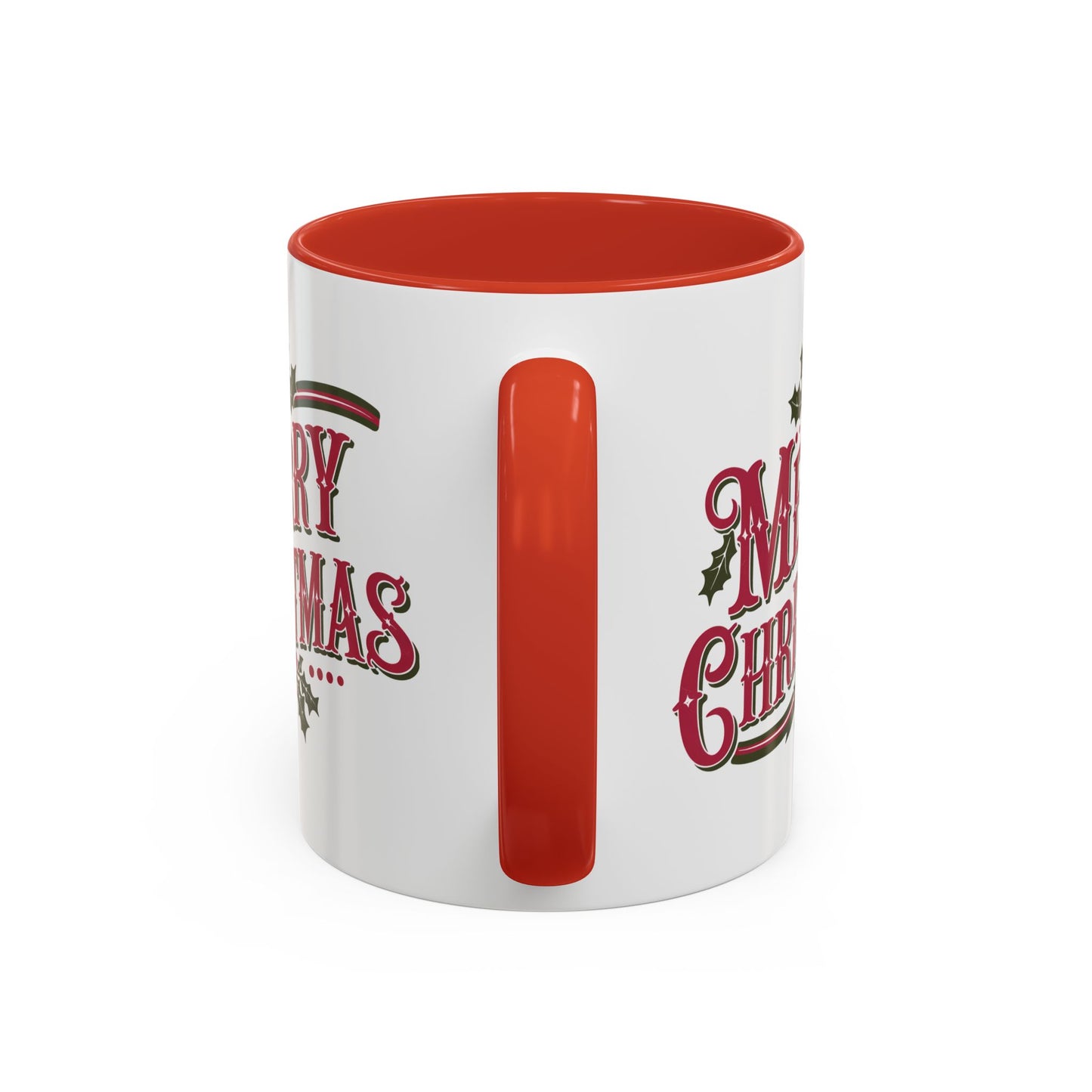 Christmas Mug - Merry Christmas Maroon & Green Text Decorations