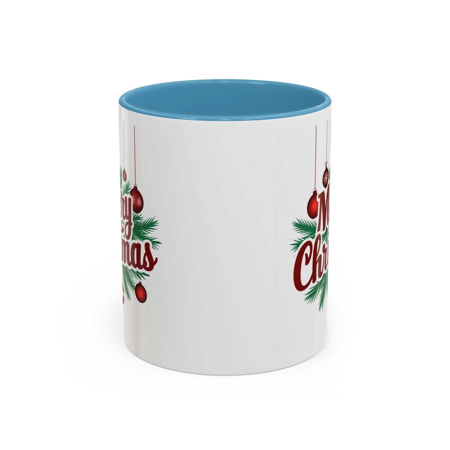 Christmas Mug - Merry Christmas Maroon Text Ornaments