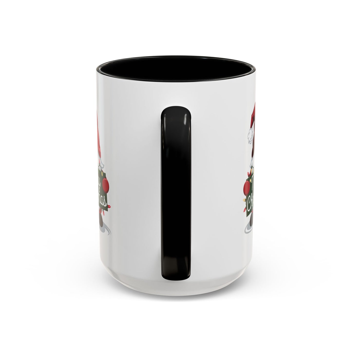 Christmas Mug - Merry Christmas White & Green Text Gnome Lights