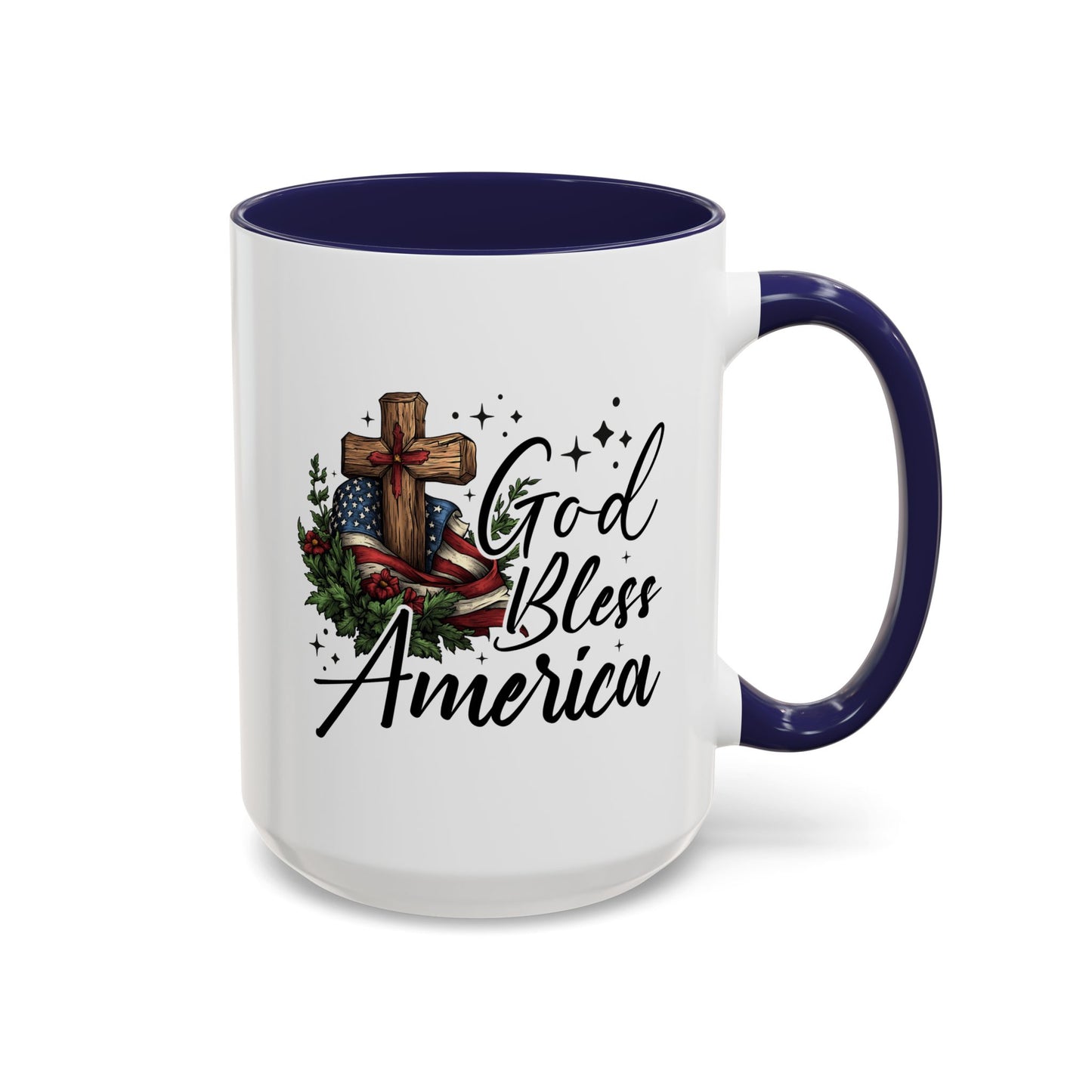 4th of July Mug - God Bless America Cross Flag