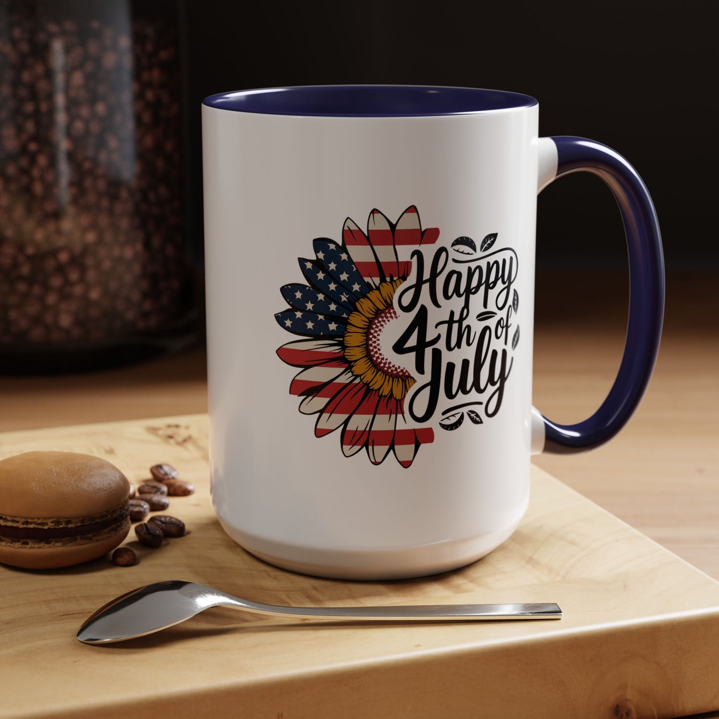 4th of July Mug - Happy 4th of July Sunflower USA Flag