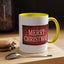 Christmas Mug - Merry Christmas Cream Text Maroon Background