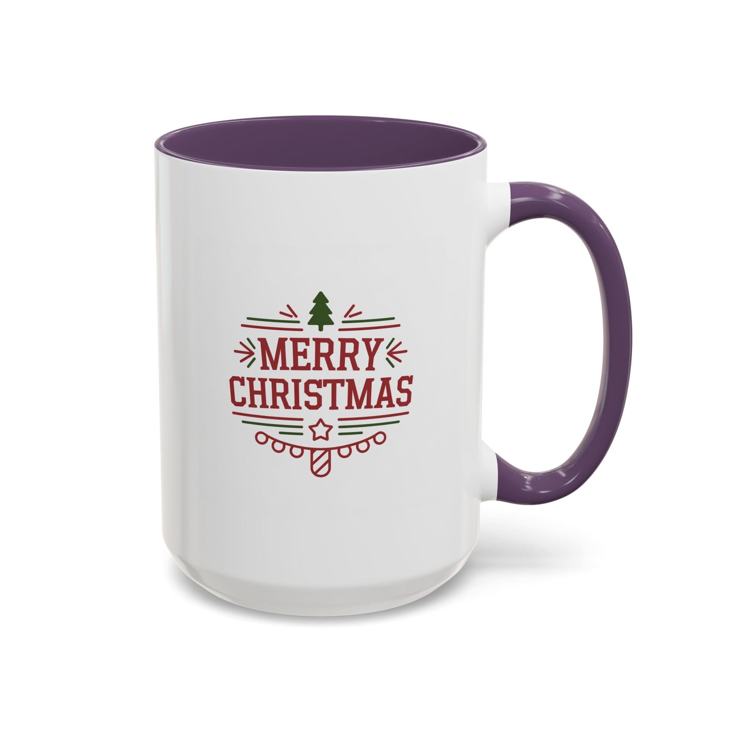 Christmas Mug - Merry Christmas Maroon Text Tree Star