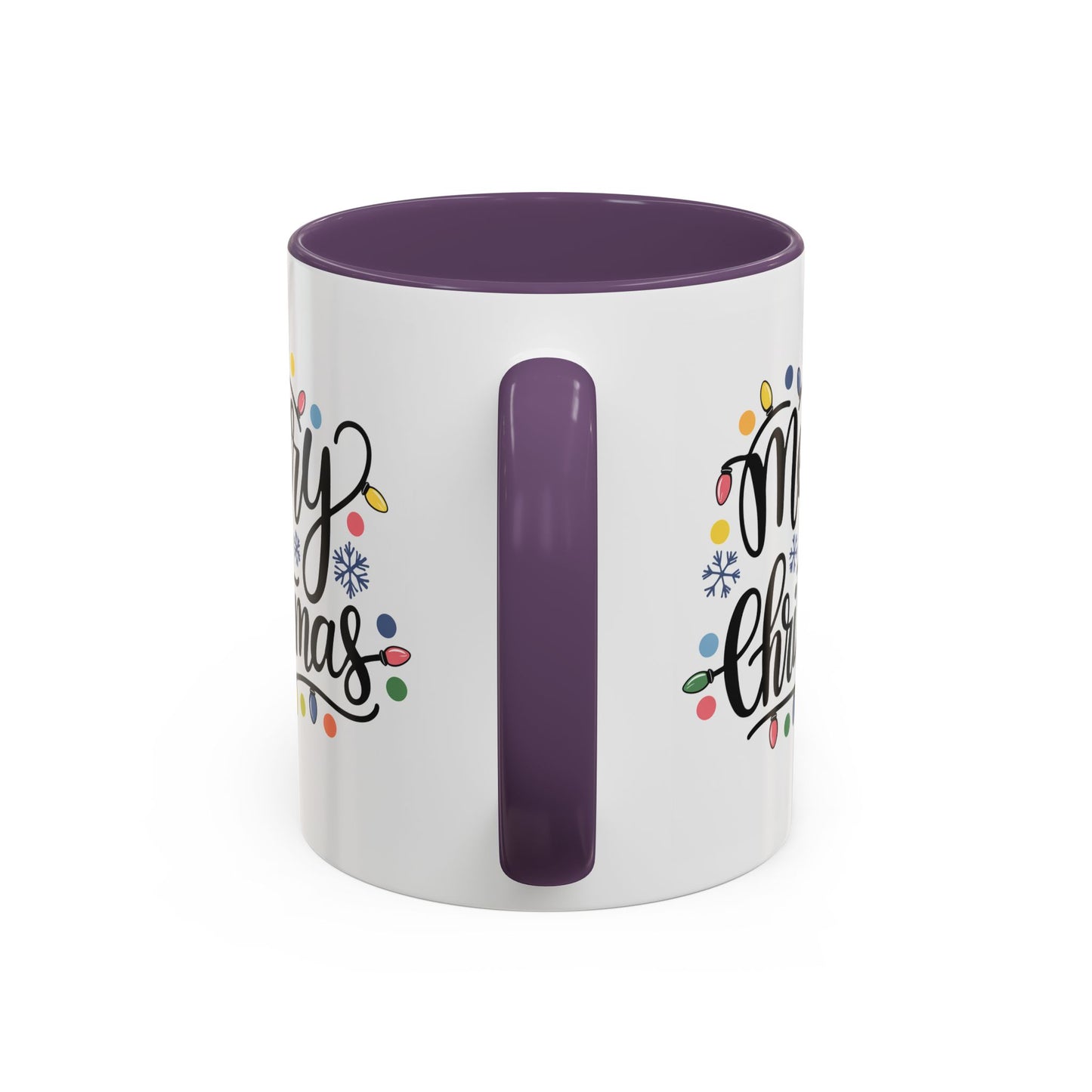 Christmas Mug - Merry Christmas Black Text Colored Lights