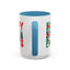 Christmas Mug - Happy Holidays Green Red & Blue Decorative Text