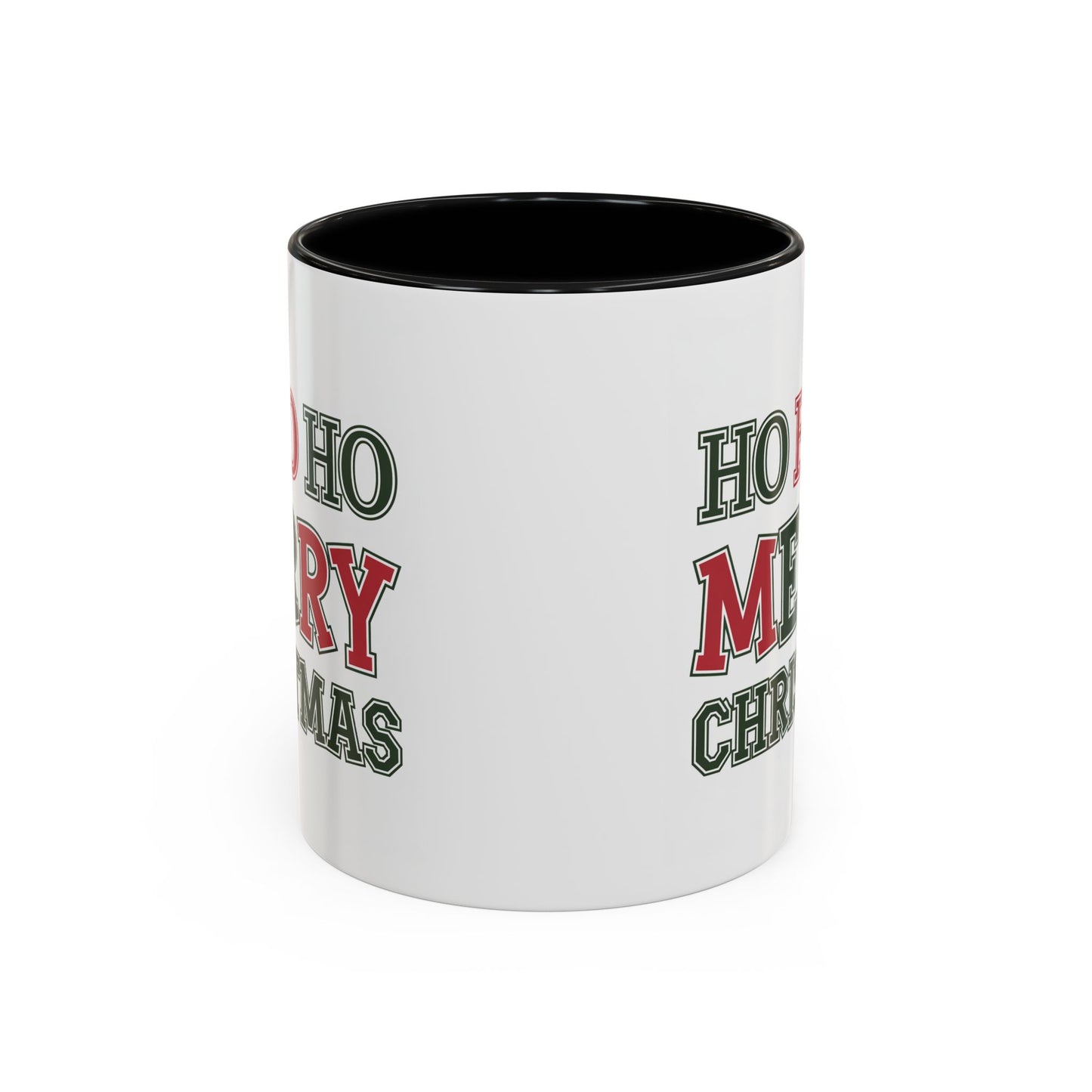 Christmas Mug - Ho Ho Ho Merry Christmas Green & Red Text 2