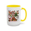 Christmas Mug - Happy Holidays Red Text Reindeer Santa Snowman Presents