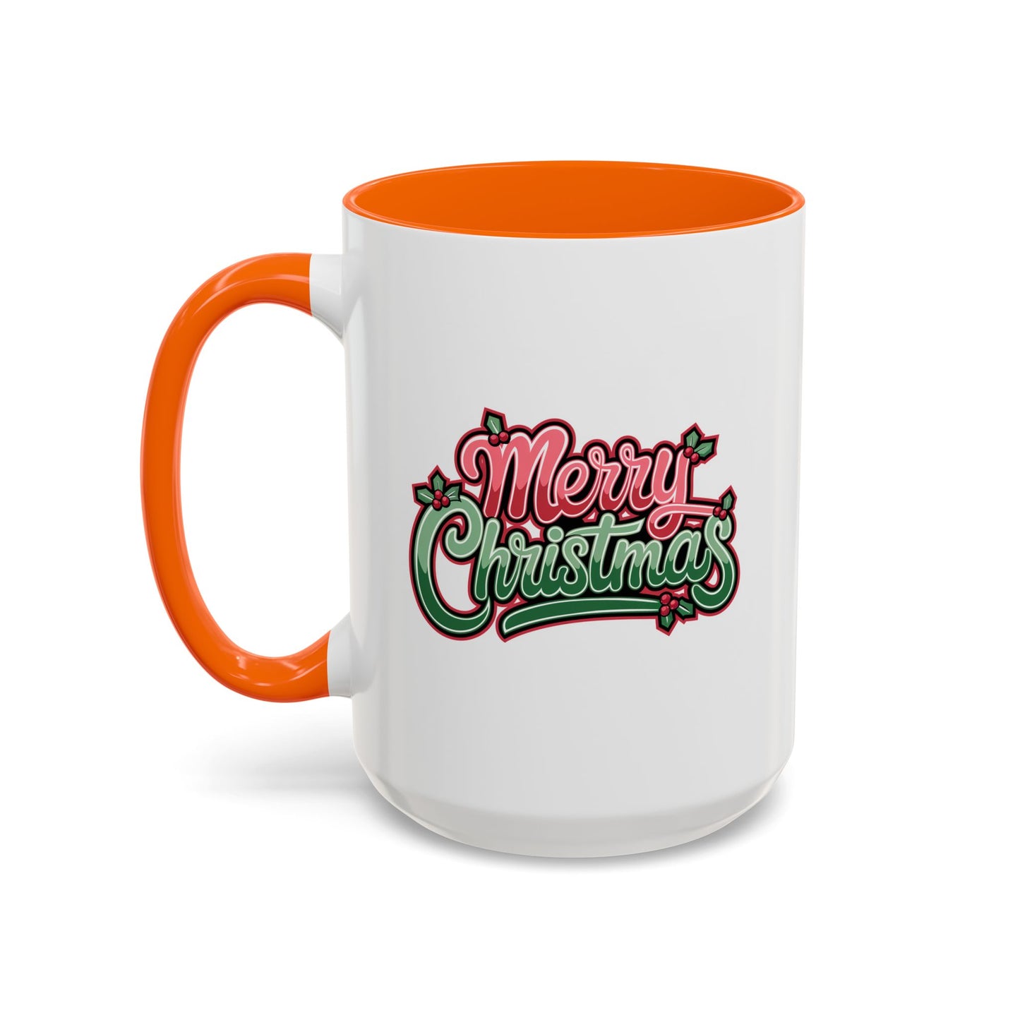 Christmas Mug - Merry Christmas Red & Green Text Mistletoe