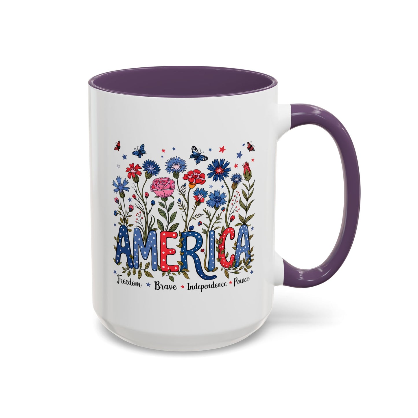4th of July Mug - Floral America Patriotic