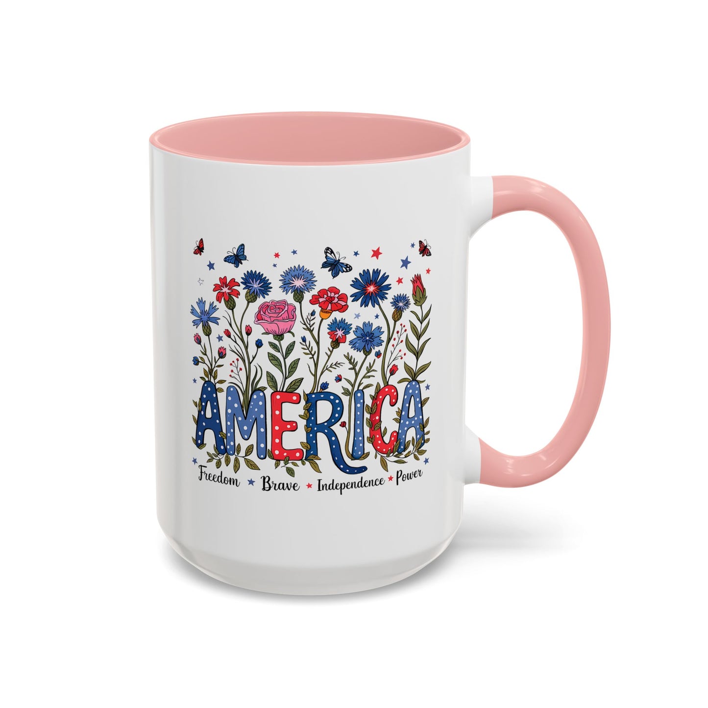4th of July Mug - Floral America Patriotic