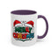 Christmas Mug - Merry Christmas Green Red Yellow and Blue Text Red Hats