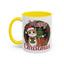 Christmas Mug - Merry Christmas Red Text Cat Presents Wreath