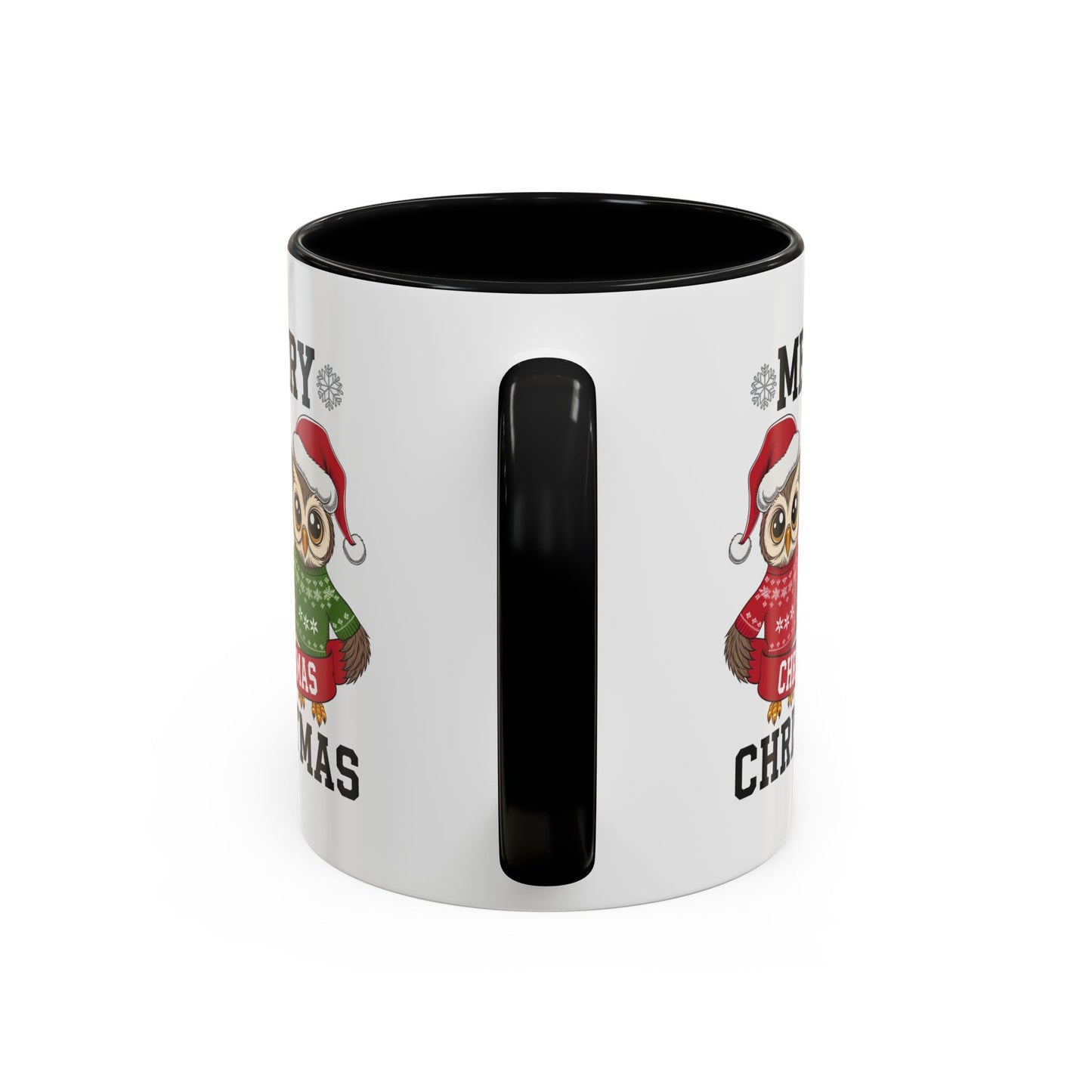 Christmas Mug - Merry Christmas Black Text Owls