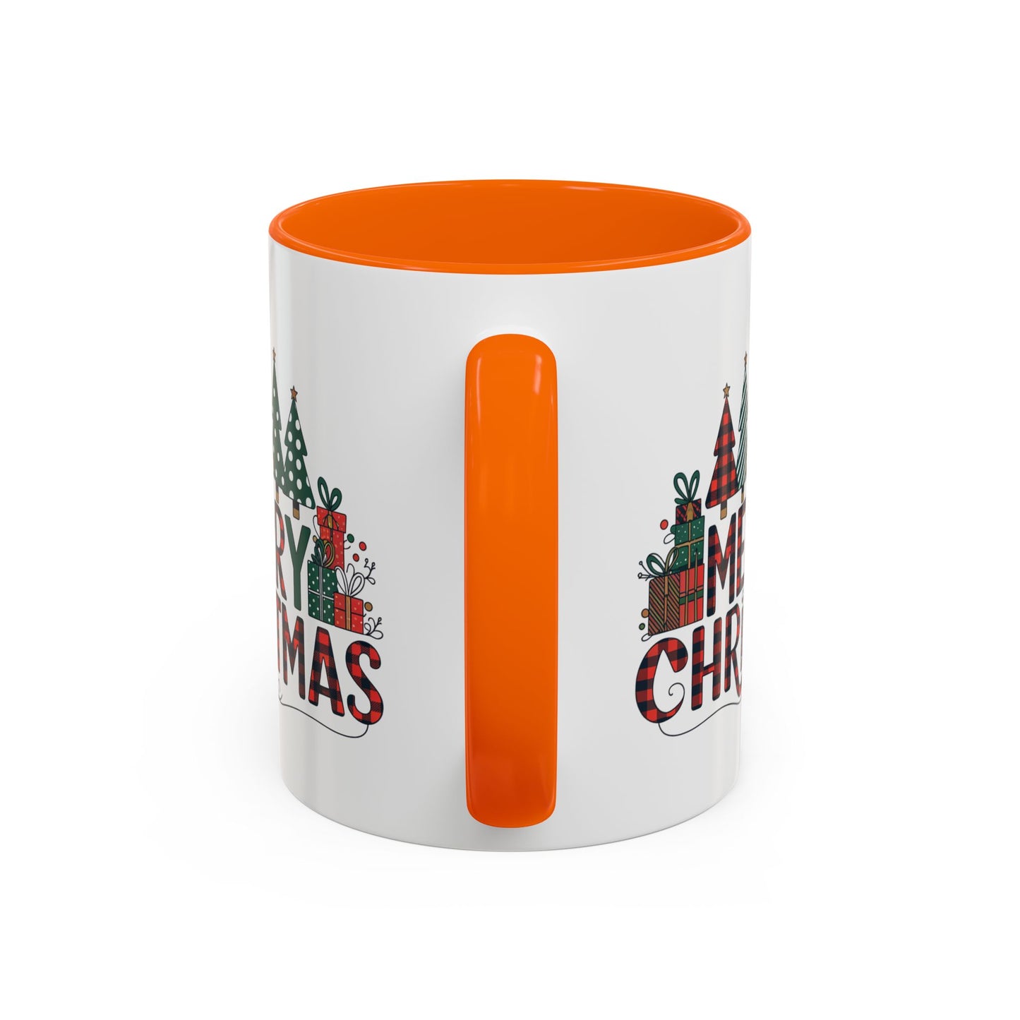 Christmas Mug - Merry Christmas Tartan Text Trees Presents