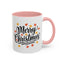 Christmas Mug - Merry Christmas Black Text Fall Leaves
