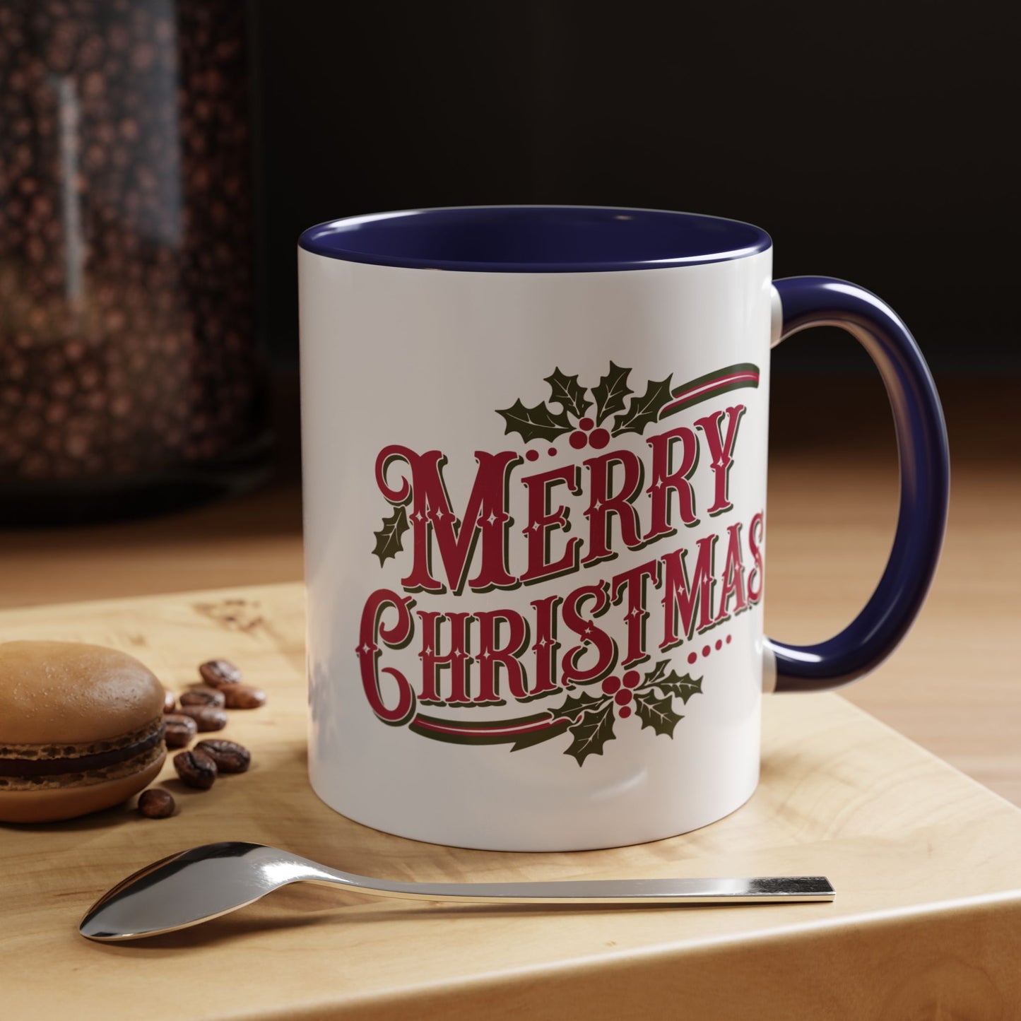 Christmas Mug - Merry Christmas Maroon & Green Text Decorations