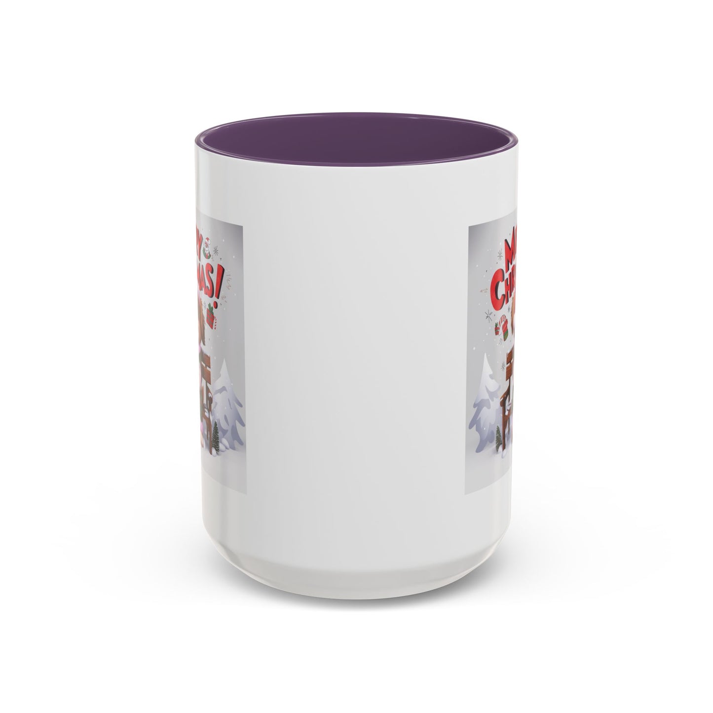 Christmas Mug - Merry Christmas Red Text Puppy Green & Red Top