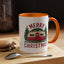 Christmas Mug - Merry Christmas Maroon Text Camper Trees
