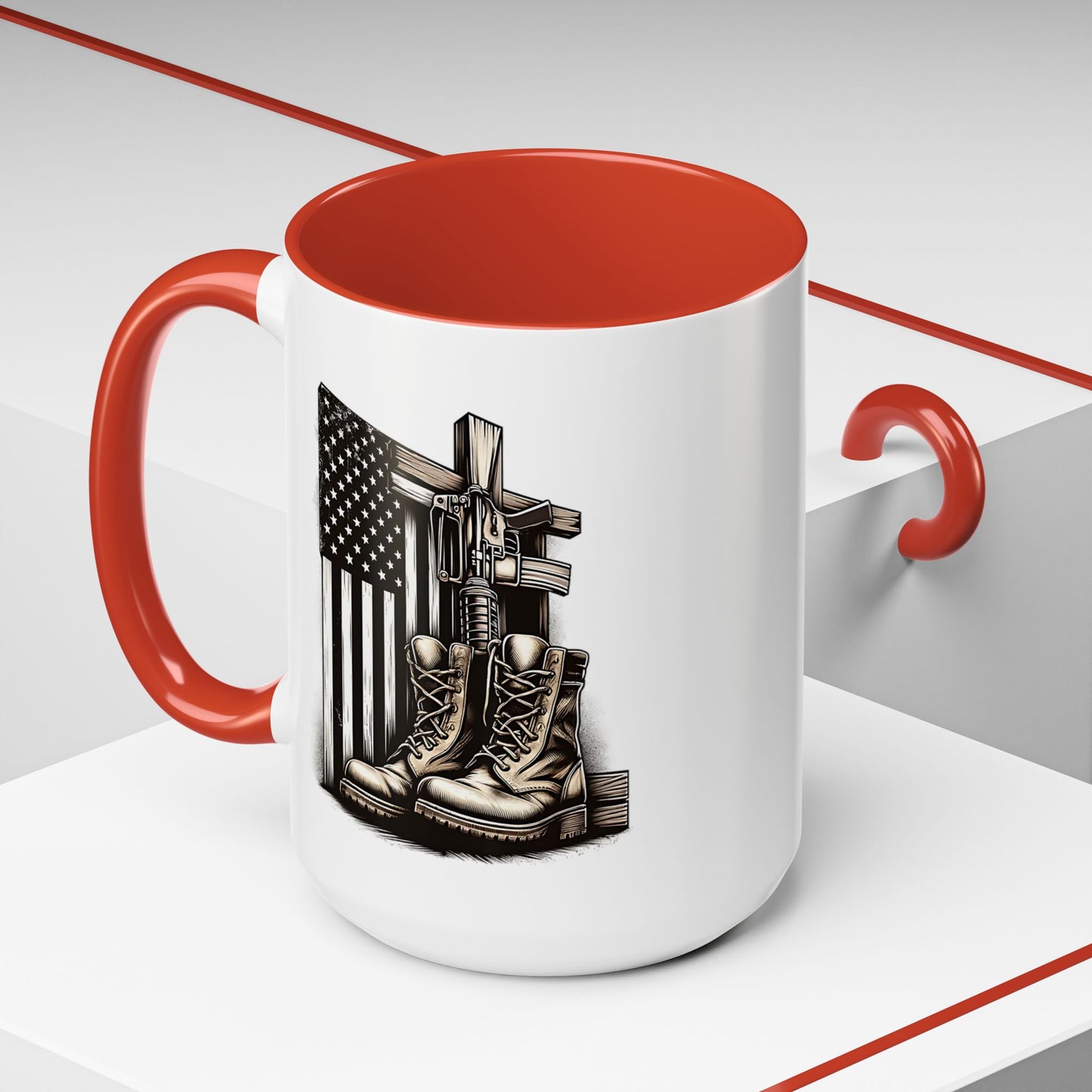 4th of July Mug - Fallen Soldier Boots Flag