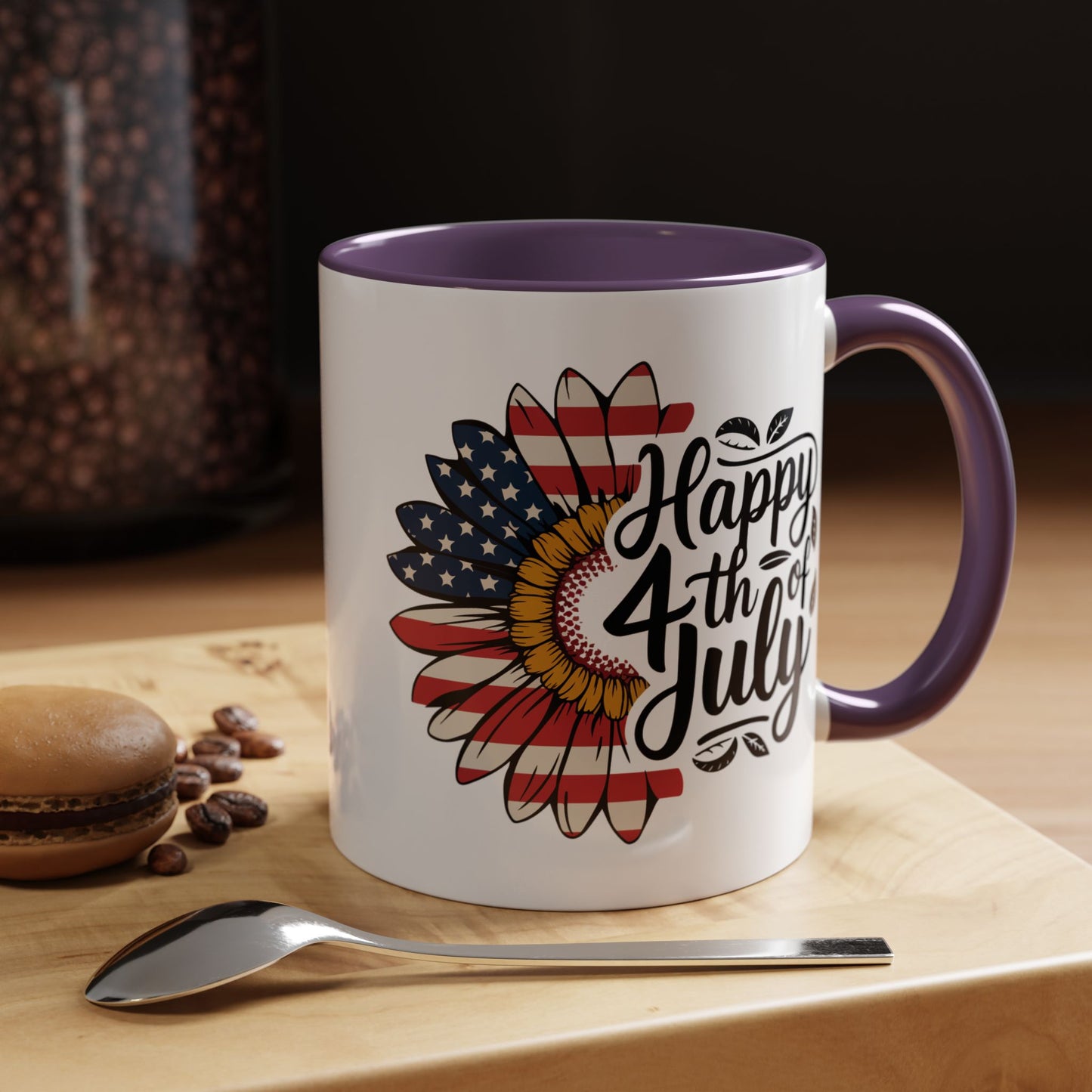 4th of July Mug - Happy 4th of July Sunflower USA Flag