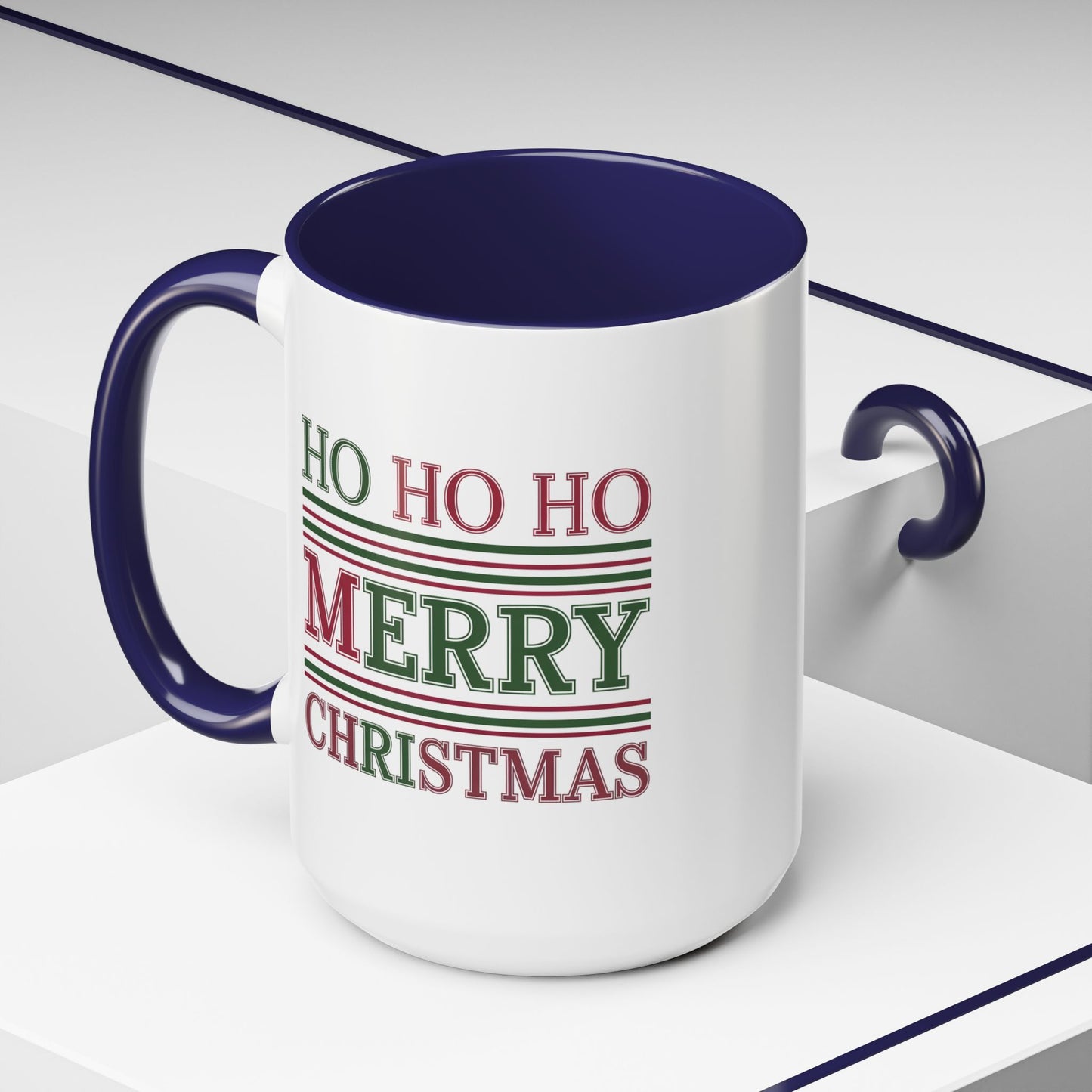 Christmas Mug - Ho Ho Ho Merry Christmas Red & Green Text 3