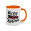 Christmas Mug - Merry Christmas Black Text Tartan Truck