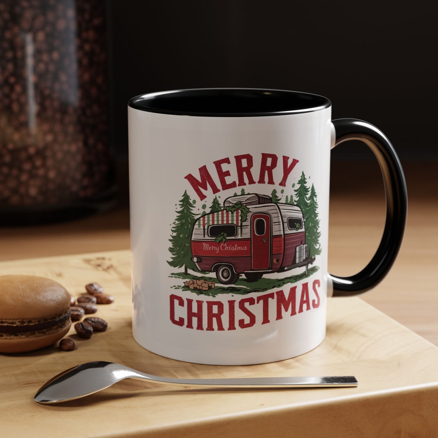 Christmas Mug - Merry Christmas Red & White Camper
