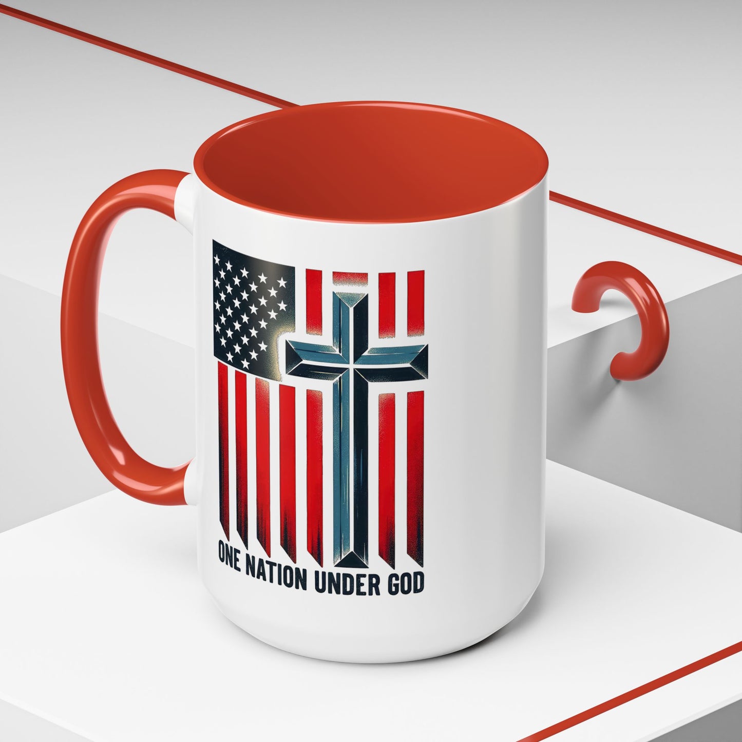 Religious Mug - One Nation Flag Cross