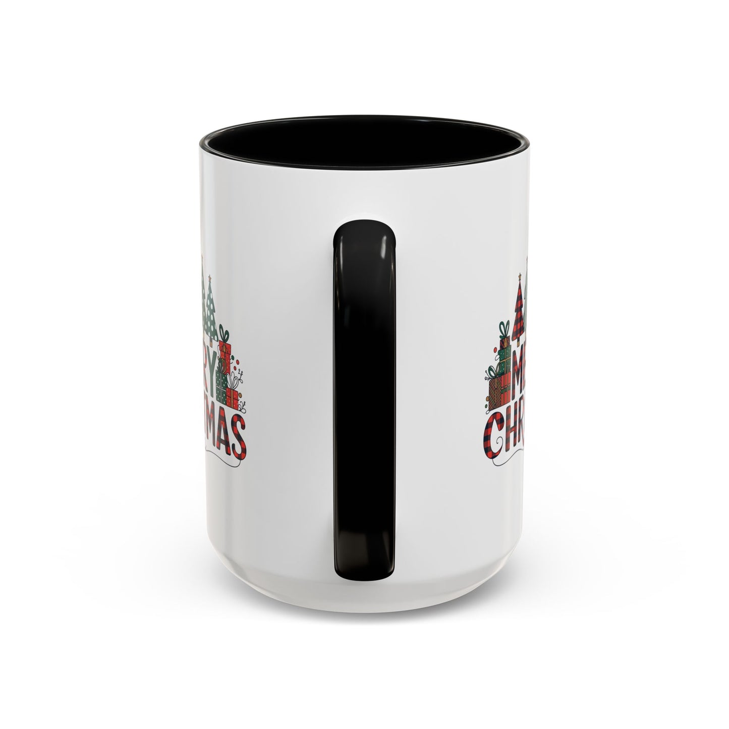 Christmas Mug - Merry Christmas Tartan Text Trees Presents