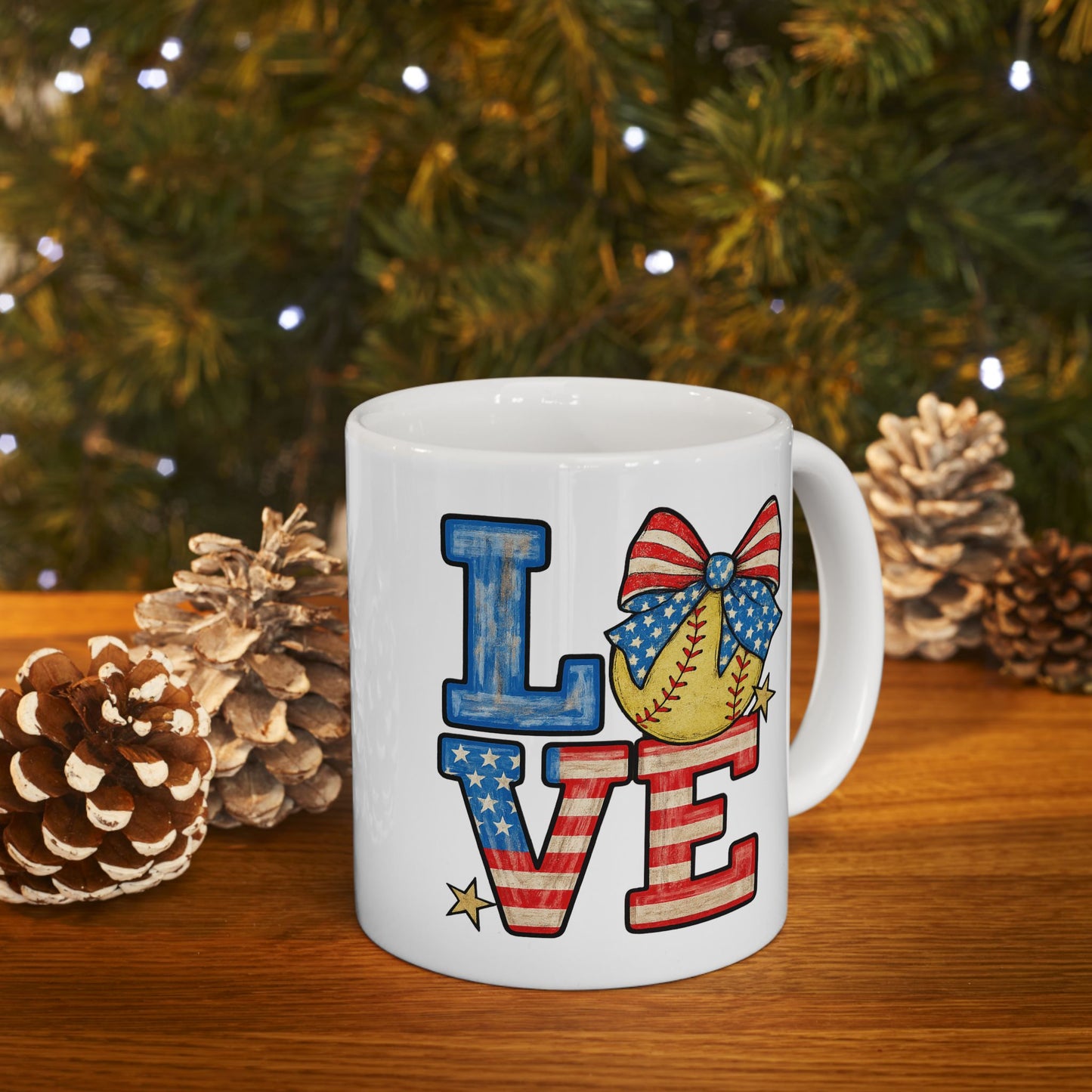 4th of July Mug - Patriotic Love Softball