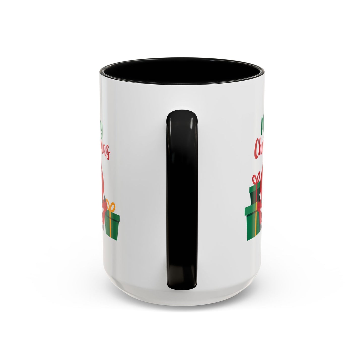 Christmas Mug - Merry Christmas Green & Red Text Santa Presents