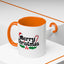 Christmas Mug - Merry Christmas Black Text Hat Cane Misletoe